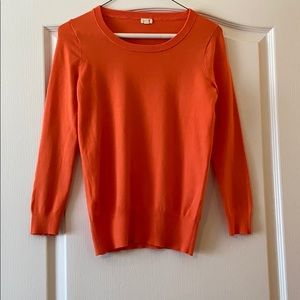 Jcrew orange crew neck cotton sweater
